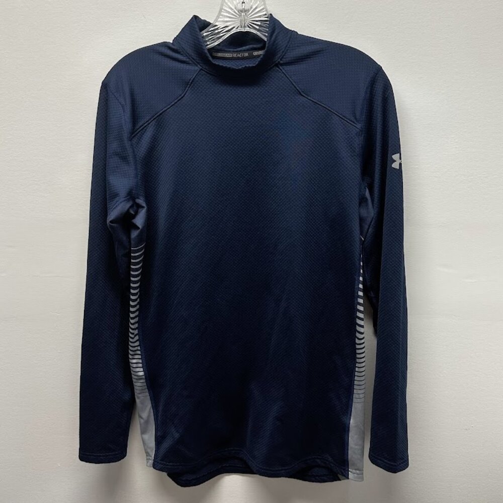 Under Armour ColdGear Reactor Fitted Long Sleeve Shirt | Navy Size Small - Picture 2 of 6